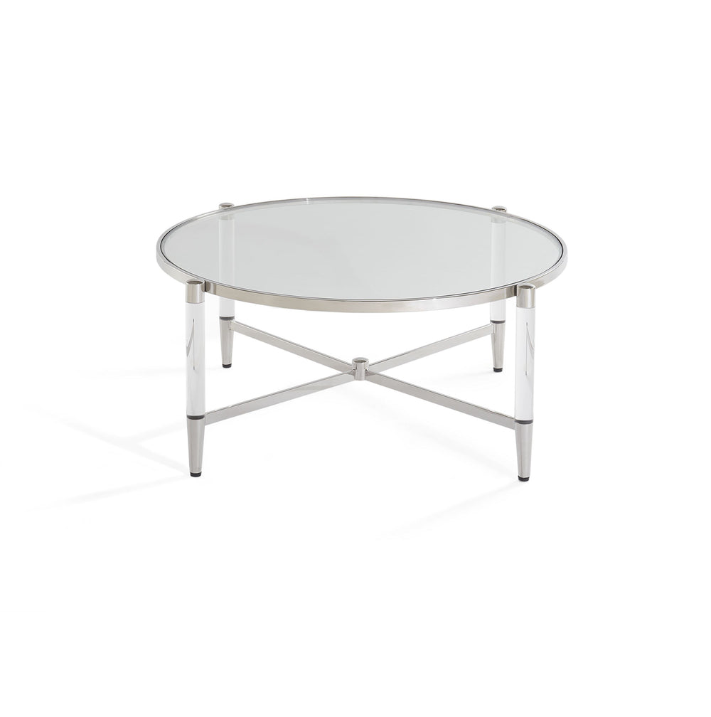 Modus Furniture 4Rv221 Mariyln Glass Top And Steel Base Round Coffee Table