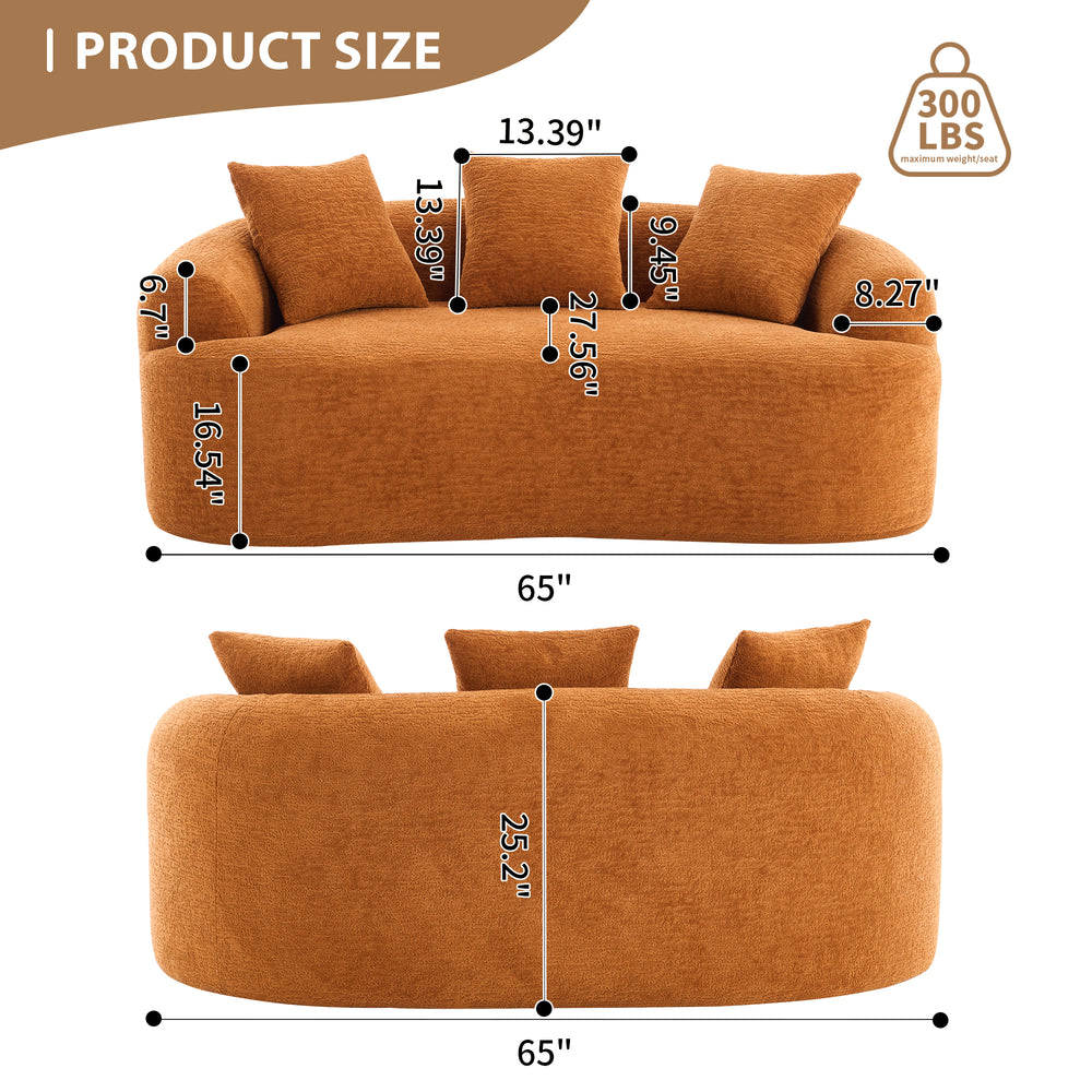 curved-loveseat-orange-full-compression-sponge-sofa