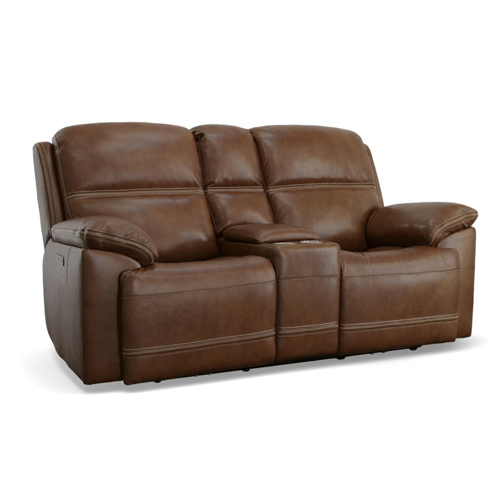 Jackson Power Reclining Loveseat With Console &amp; Power Headrests Whiskey