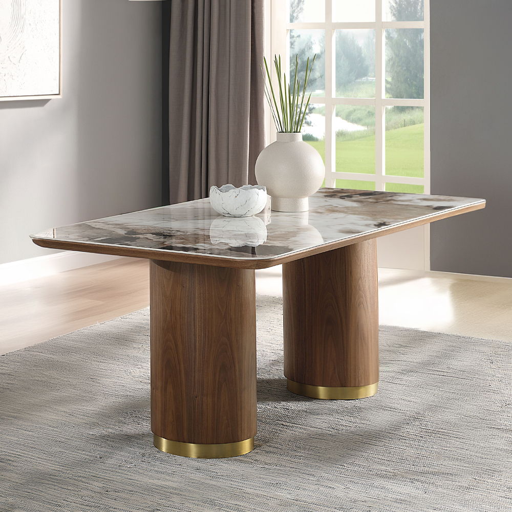 Willene - Dining Table With Ceramic Top - Ceramic Top & Walnut