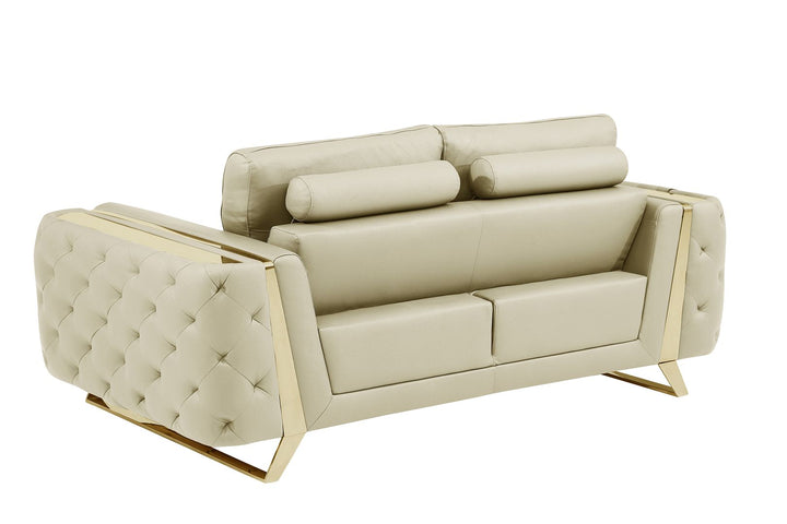 DivanItalia 1050 Loveseat in Top-Grain Italian Leather - Beige