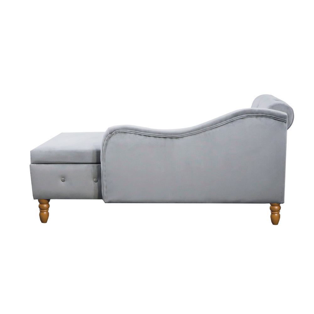 grey-velvet-lounge-chaise-with-storage-pillow-modern-upholstered-rolled-arm