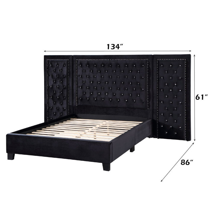 Damazy - Eastern King Bed - Black Velvet
