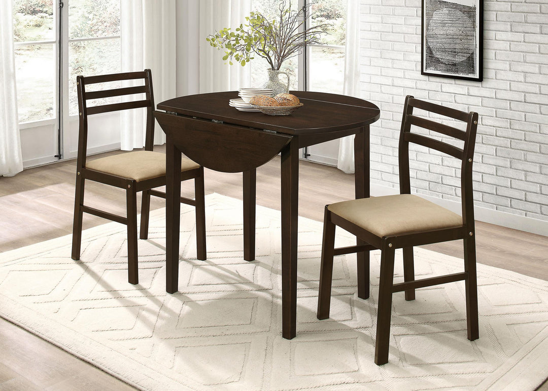 coaster-furniture-130005-bucknell-3-piece-round-drop-leaf-dining-table-set-cappuccino