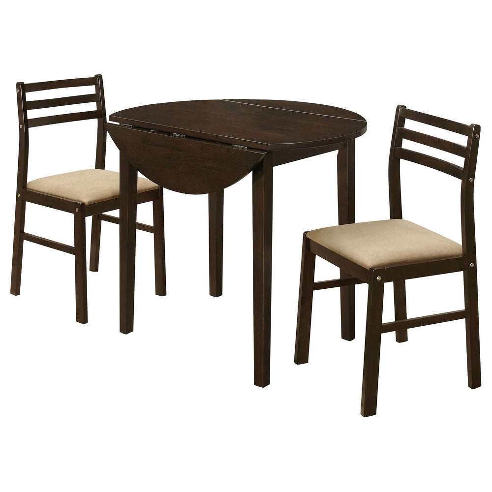 coaster-furniture-130005-bucknell-3-piece-round-drop-leaf-dining-table-set-cappuccino