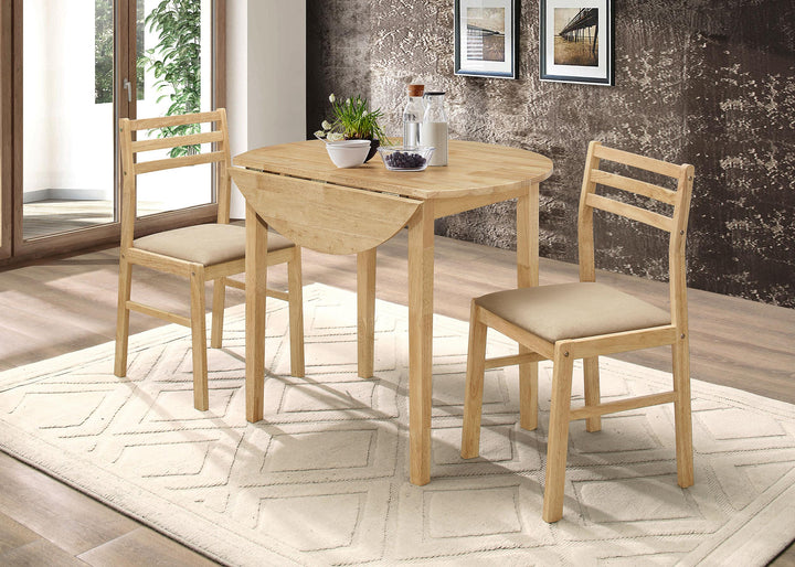 coaster-furniture-130006-bucknell-3-piece-round-drop-leaf-dining-table-set-natural