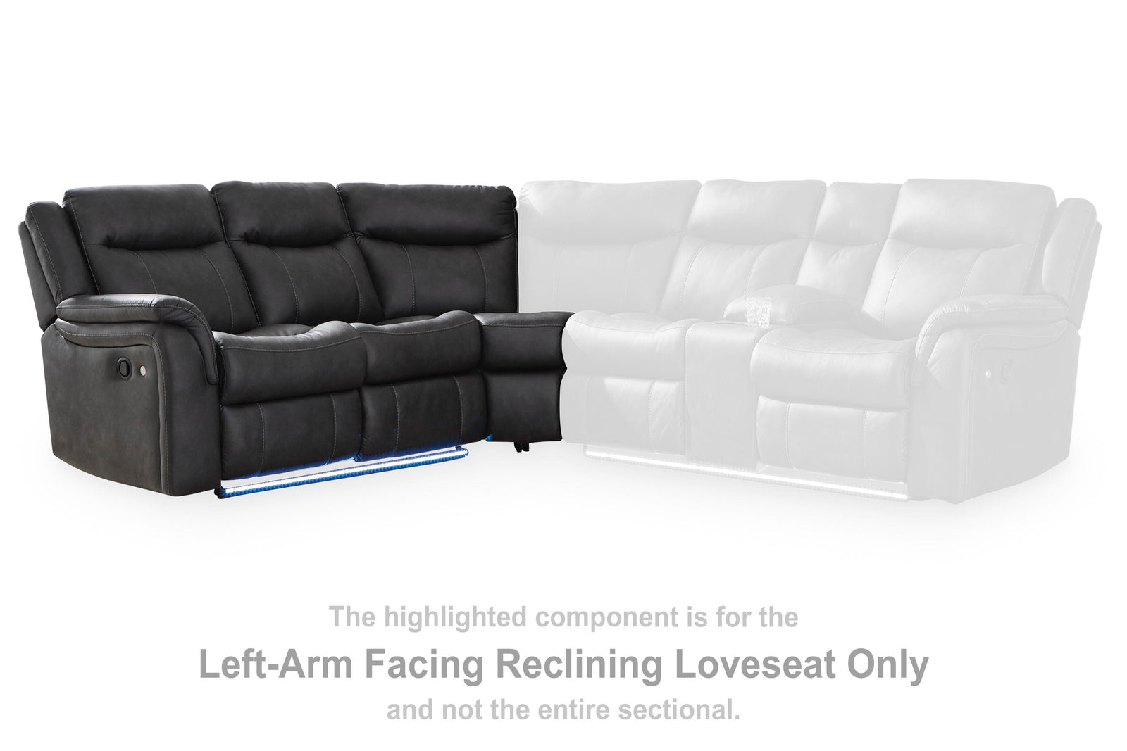 Sultan Meadow Left-Arm Facing Reclining Loveseat - Black (2)