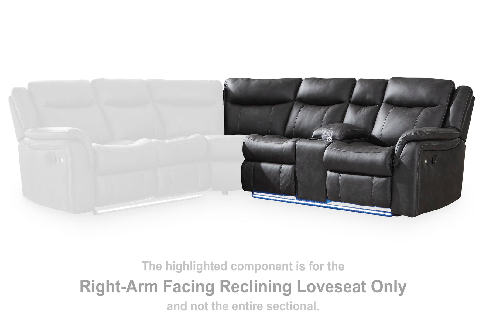 Sultan Meadow Right-Arm Facing Reclining Loveseat - Black (2)