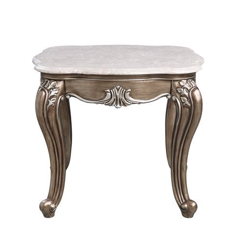 Elozzol - End Table - Marble Top & Antique Bronze