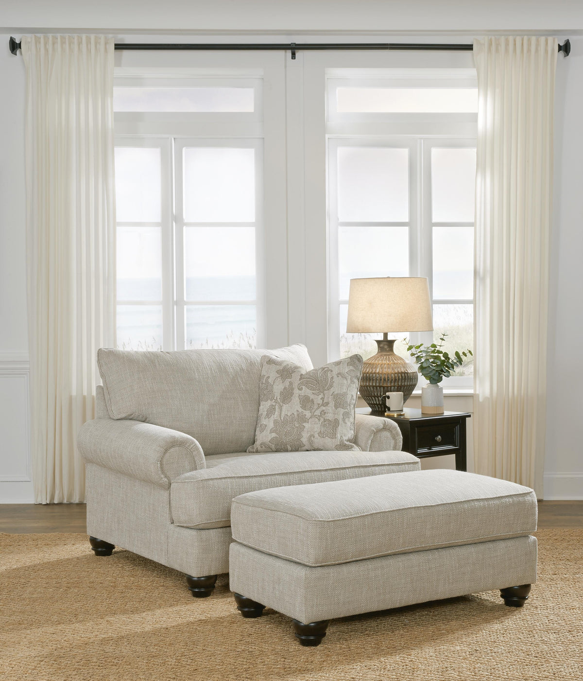 Asanti Oversized Chair and Ottoman - Fog (1)