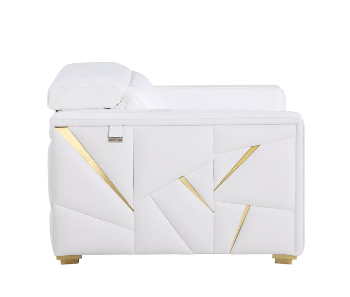 DivanItalia 1120 Chair with Adjustable Headrest in Top-Grain Italian Leather - White