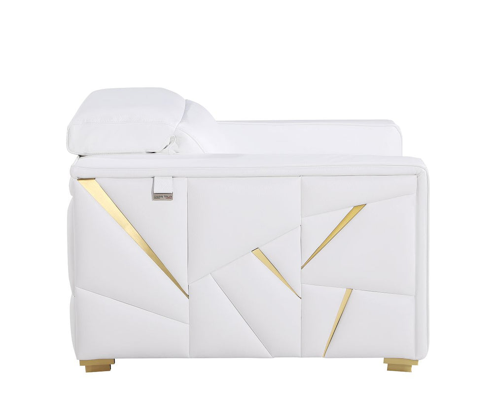 DivanItalia 1120 Chair with Adjustable Headrest in Top-Grain Italian Leather - White