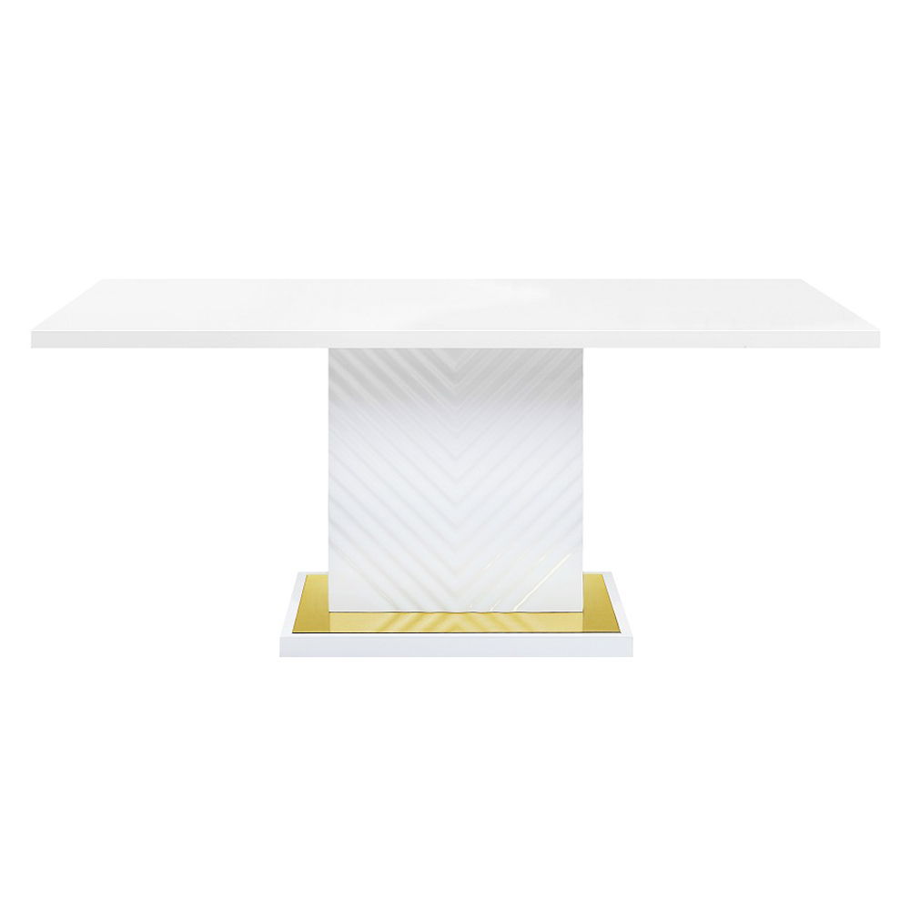 Gaines - Dining Table With Pedestal Base - White High Gloss