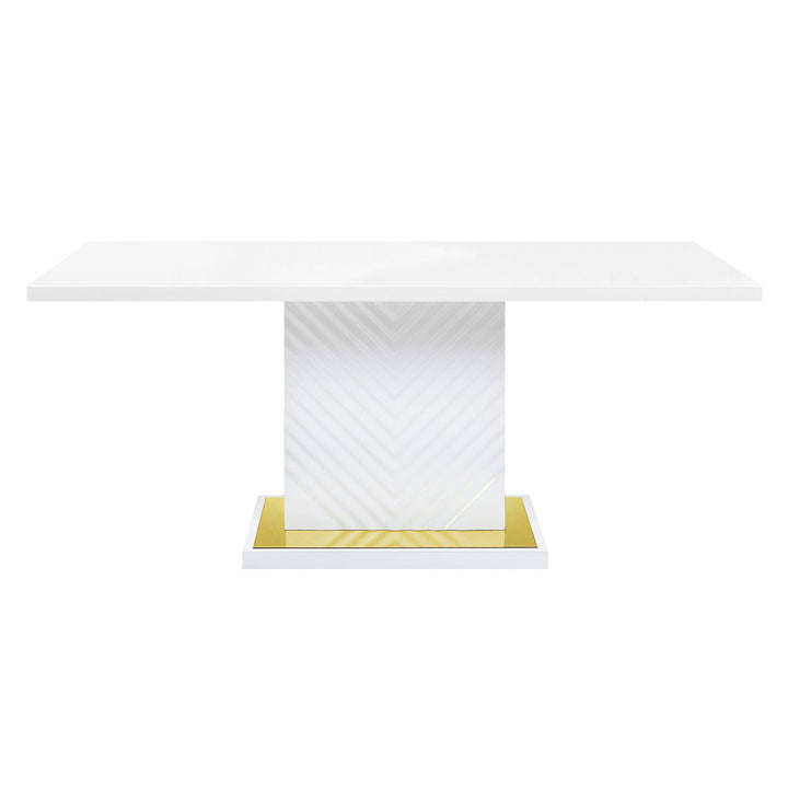 Gaines - Dining Table With Pedestal Base - White High Gloss