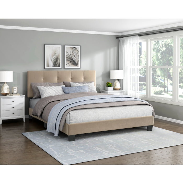 Newberry Velvet Upholstered Platform Queen Bed