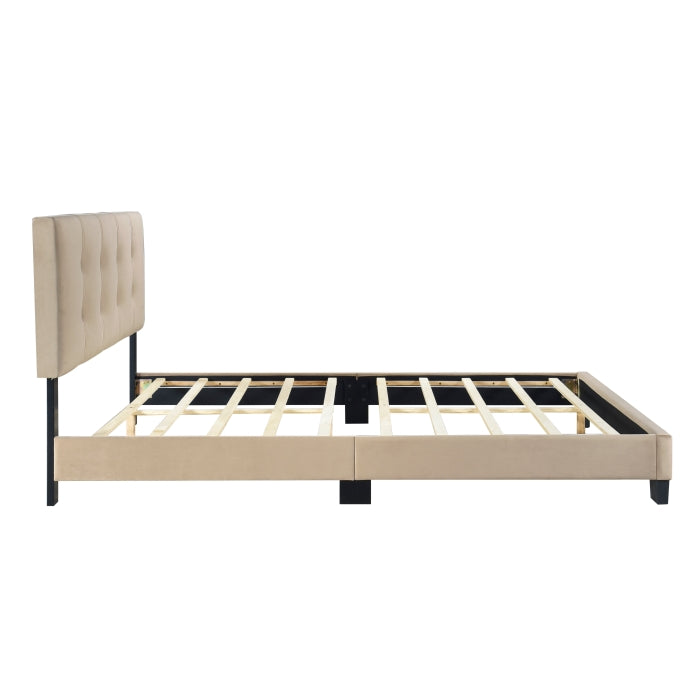 Newberry Velvet Upholstered Platform Queen Bed