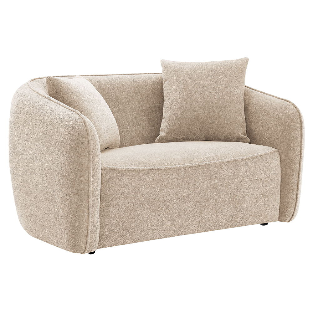 Keith - Loveseat With 2 Pillows - Beige Chenille