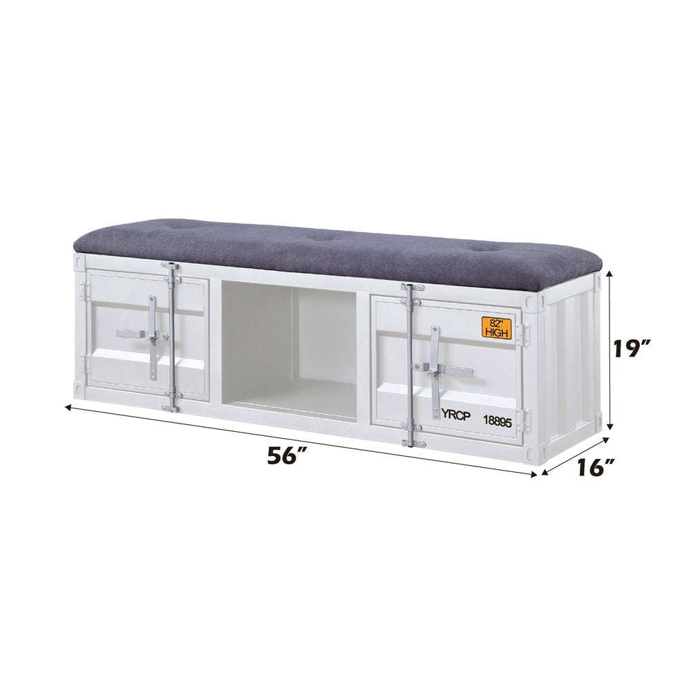 Cargo - Bench With Storage - Gray Fabric & White