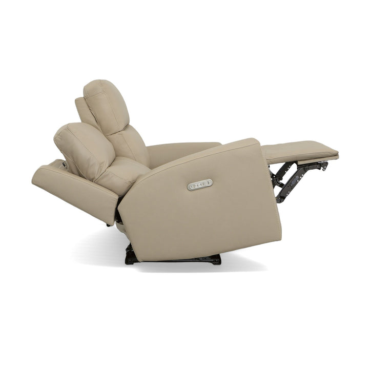 Jarvis Leather Power Reclining Loveseat with Power Headrests in Parchment