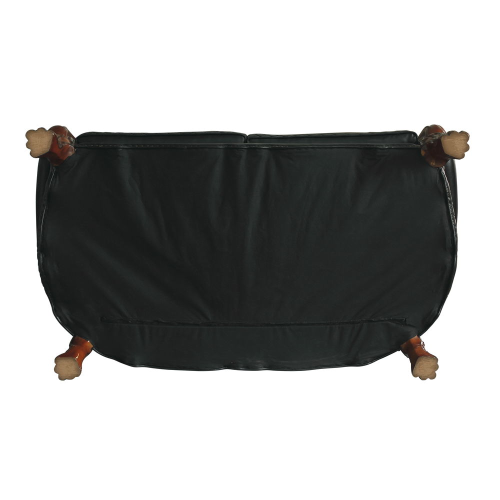 Dresden - Loveseat With 3 Pillows - Synthetic Leather & Cherry Oak