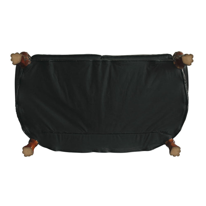 Dresden - Loveseat With 3 Pillows - Synthetic Leather & Cherry Oak