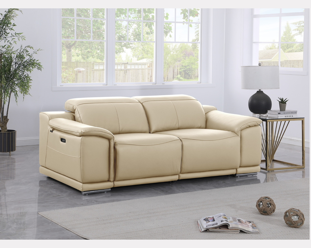 DivanItalia 9762 Beige Italian Leather Modular Loveseat