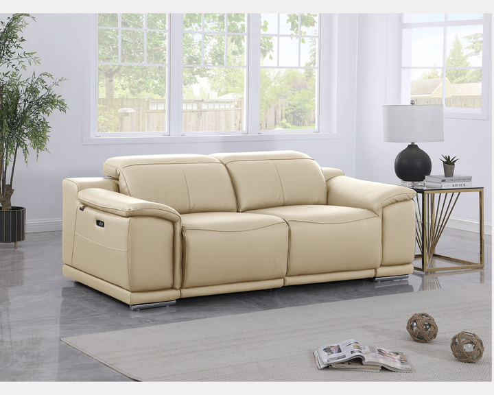 DivanItalia 9762 Beige Italian Leather Modular Loveseat