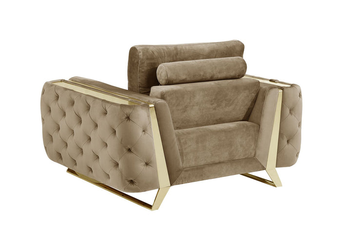 DivanItalia 1051 Chair in Velvet Fabric - Cream