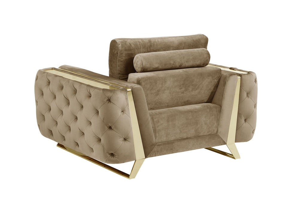 DivanItalia 1051 Chair in Velvet Fabric - Cream