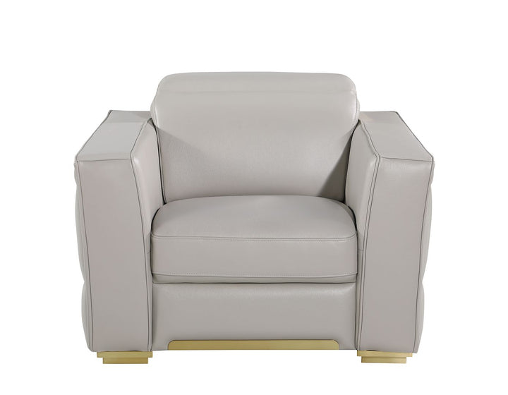 DivanItalia 1120 Chair with Adjustable Headrest in Top-Grain Italian Leather - Light Gray