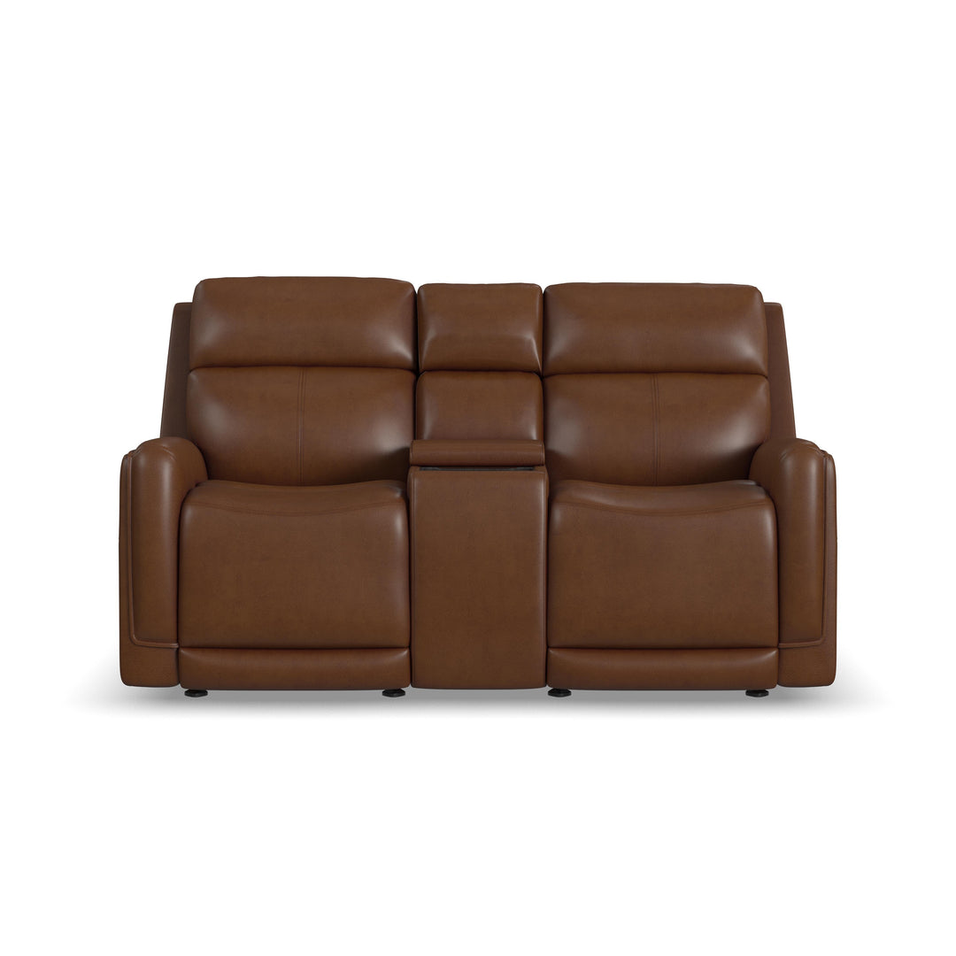 Flexsteel 1158-64GL-73472 Alister  Power Gliding Loveseat With Console, Power Headrests & Lumbar  Sedona