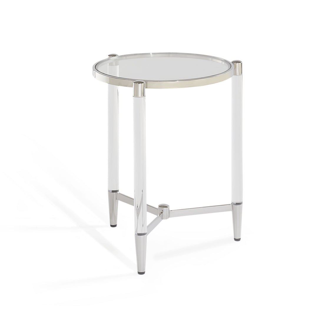 Modus Furniture 4Rv222 Marilyn Glass Top And Steel Base Round End Table