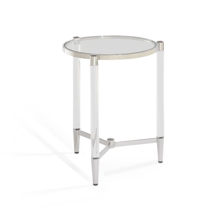 Modus Furniture 4Rv222 Marilyn Glass Top And Steel Base Round End Table