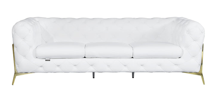 DivanItalia 970 Italian Leather White Sofa and Loveseat