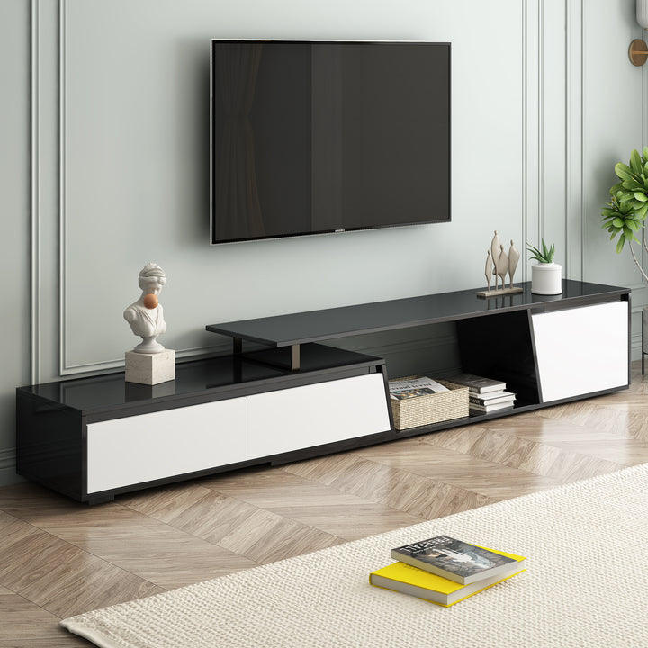 Modern, Minimalist Rectangle Extendable TV Stand, Up to 100''