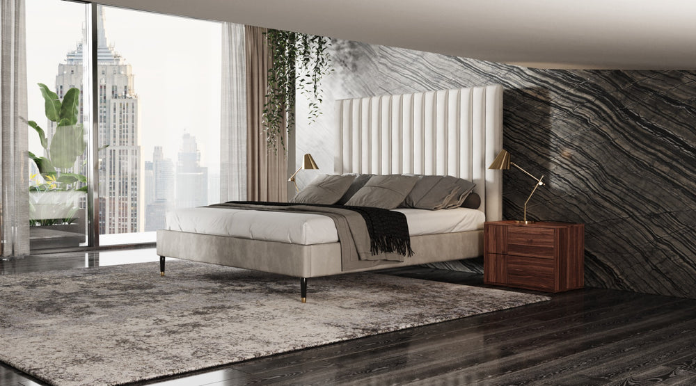 Hemlock - Contemporary White Fabric Bed - View 2