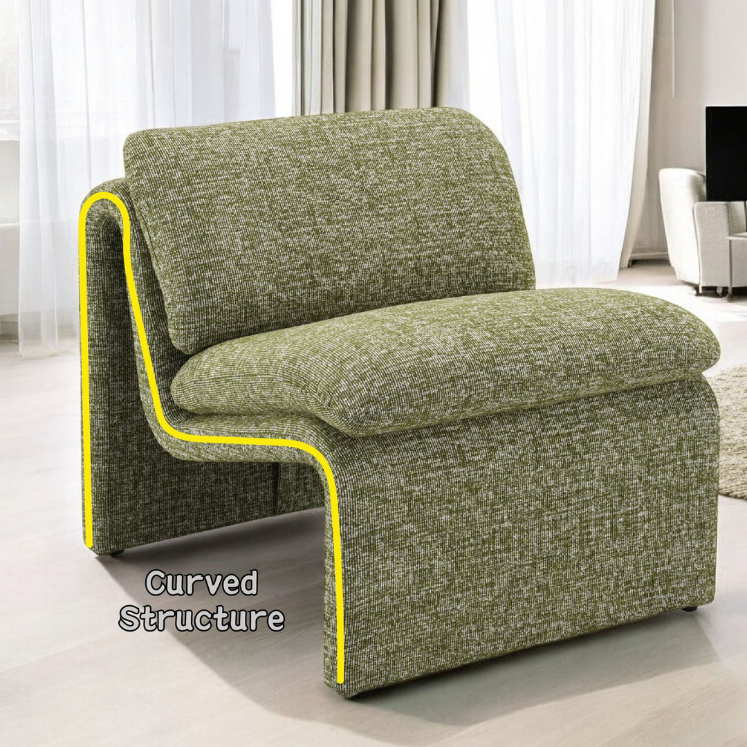 Jaeda - Innovative Elegance Accent Chair In Curved Shape - Green