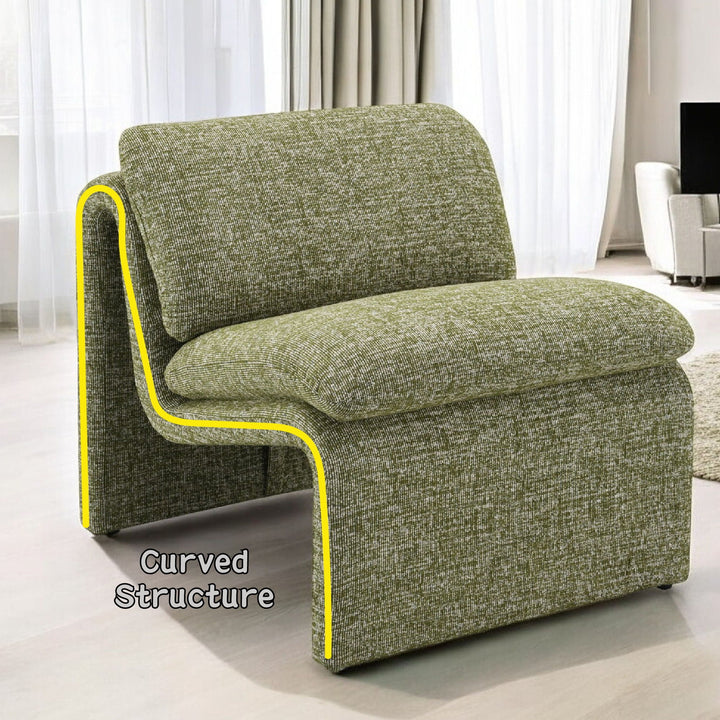 Jaeda - Innovative Elegance Accent Chair In Curved Shape - Green