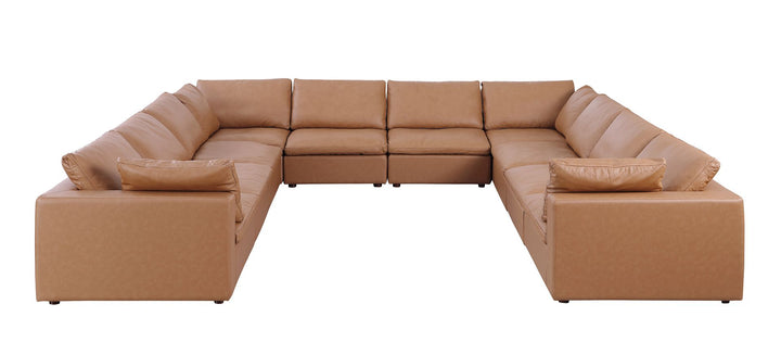 DivanItalia 1100 10-Piece U-Shaped Sectional in Top-Grain Italian Leather - Cognac