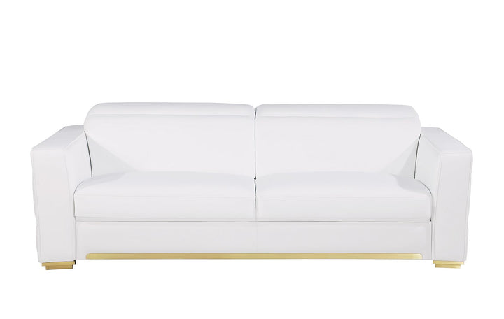 DivanItalia 1120 2-Piece Sofa Set with Adjustable Headrest in Top-Grain Italian Leather - White