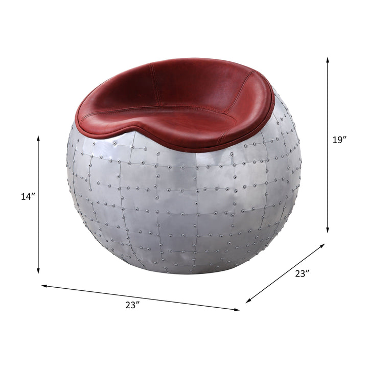 Brancaster - Ottoman - Antique Red Top Grain Leather & Aluminum