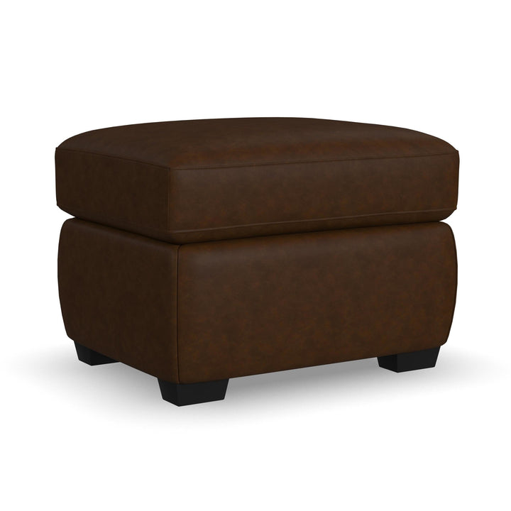 Hudson Leather Ottoman in Woodland
