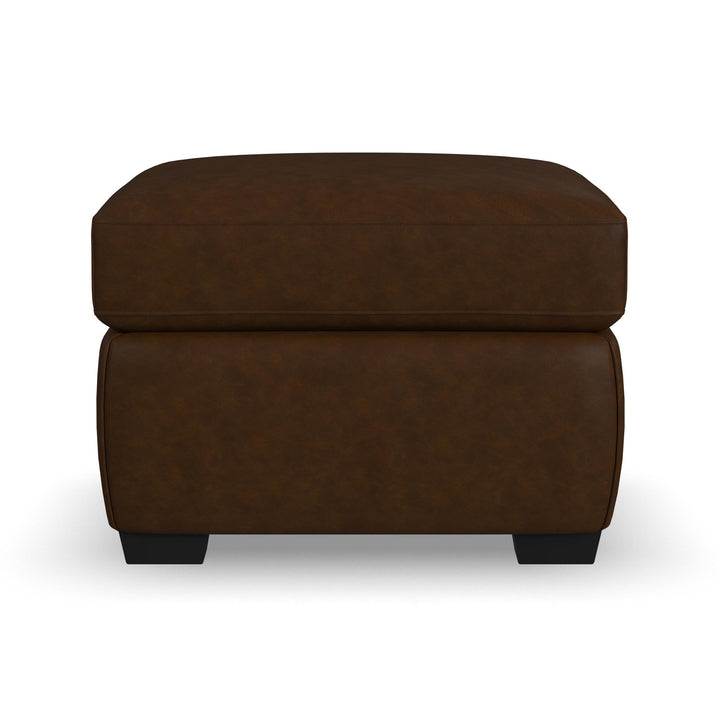 Hudson Leather Ottoman in Woodland