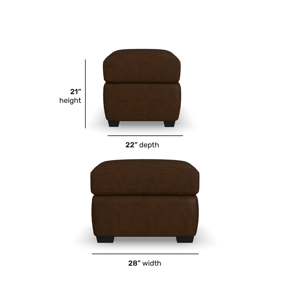 Hudson Leather Ottoman in Woodland
