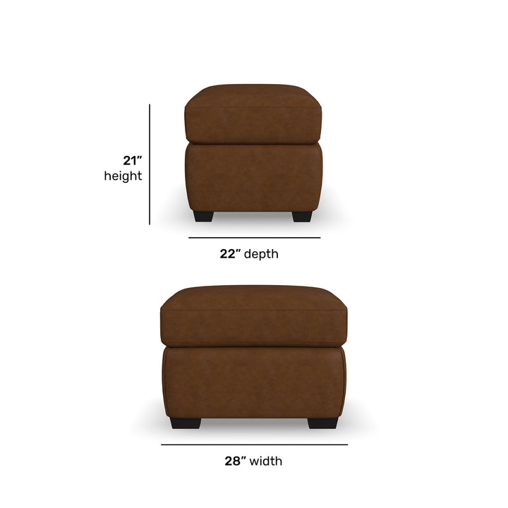 Hudson Leather Ottoman in Autumn