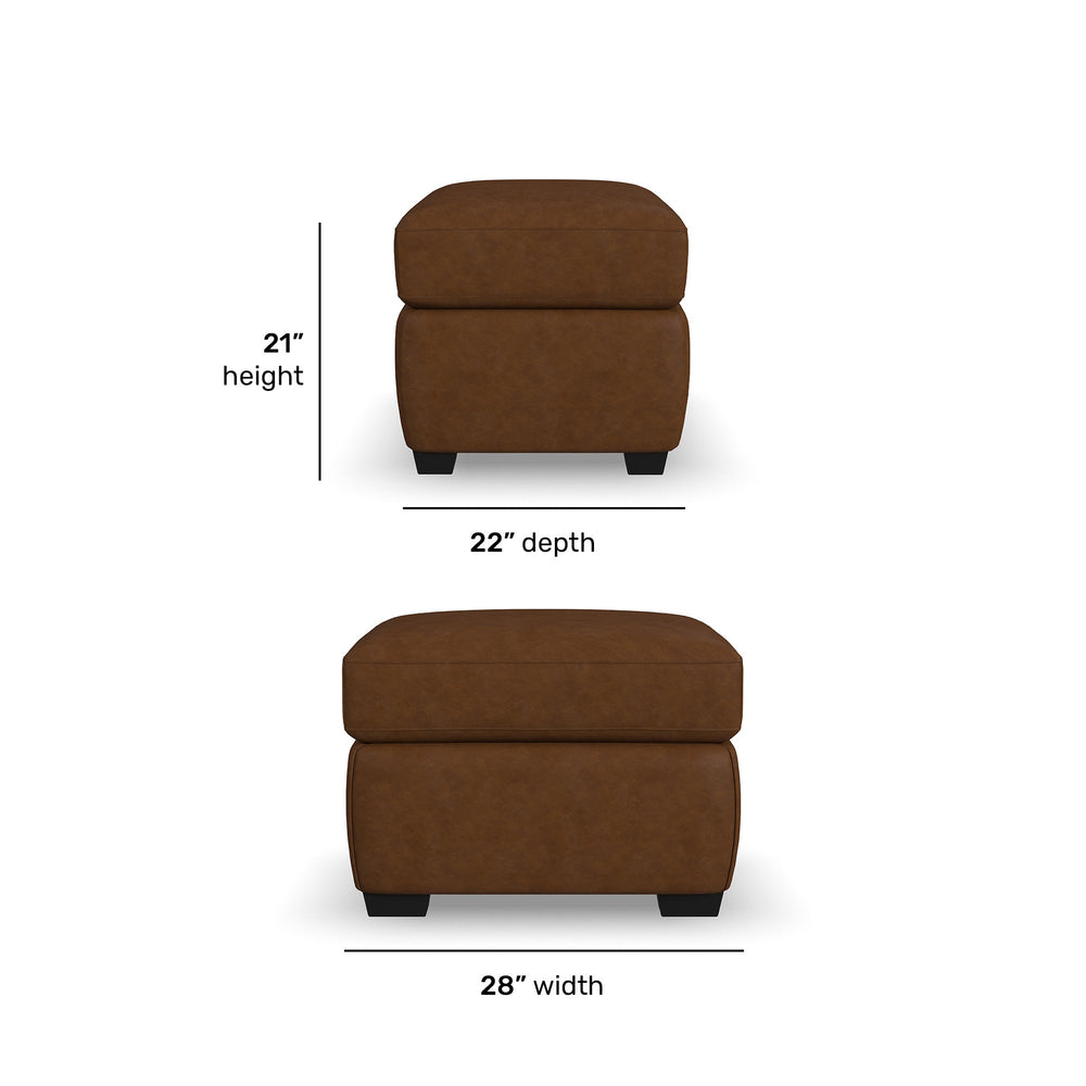 Hudson Leather Ottoman in Autumn