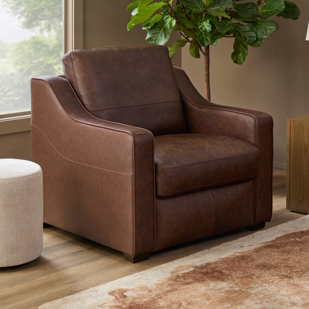 Hudson Leather Chair in Woodland