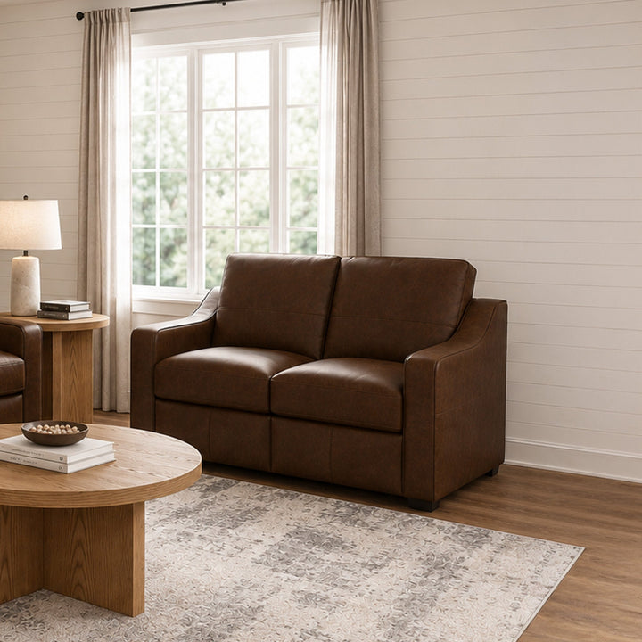 Hudson Leather Loveseat in Woodland