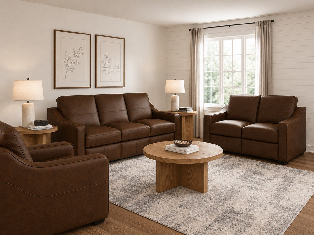 Hudson Leather Loveseat in Woodland