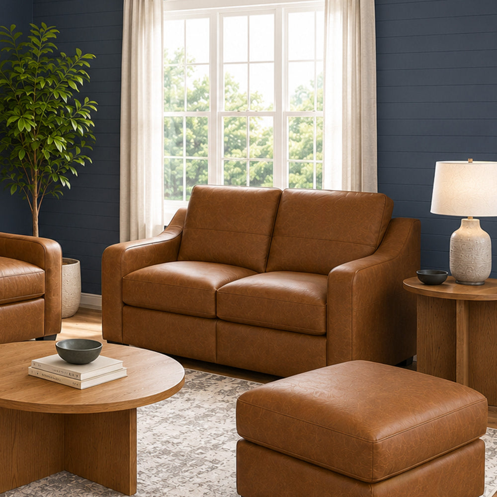 Hudson Leather Loveseat in Autumn